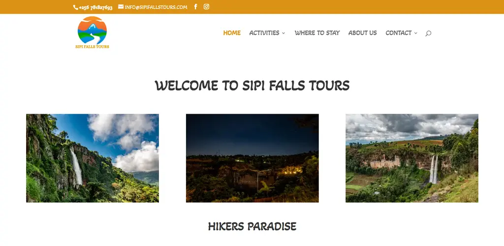sipi falls tours website vreated by paul schmidt